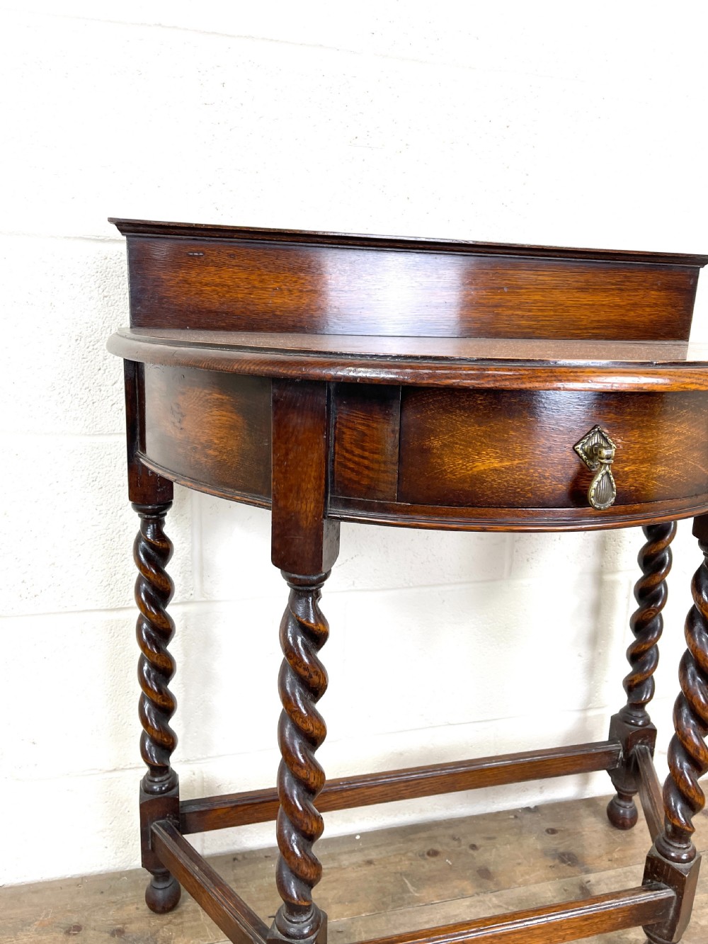 Antique Oak Demi Lune Console Table View VII