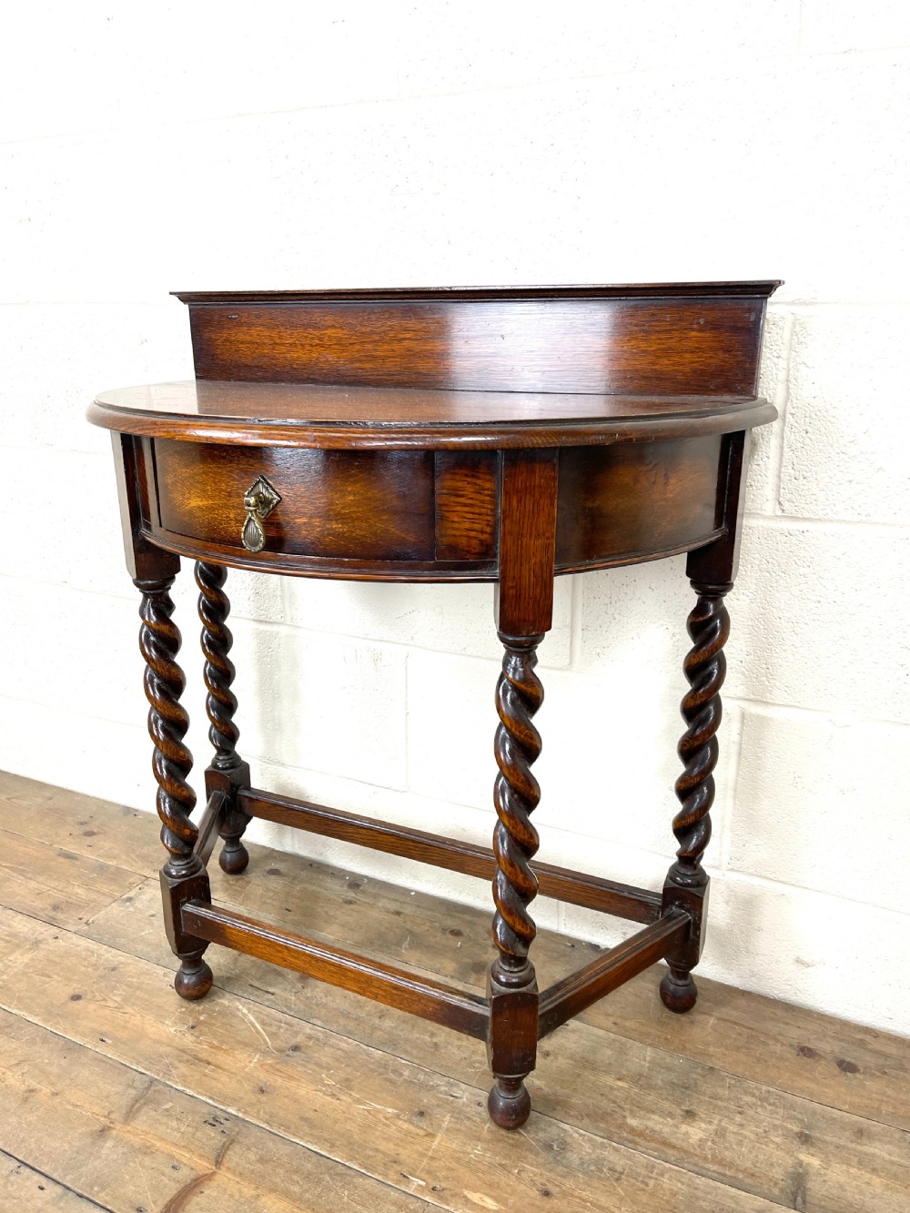 Antique Oak Demi Lune Console Table View VIII