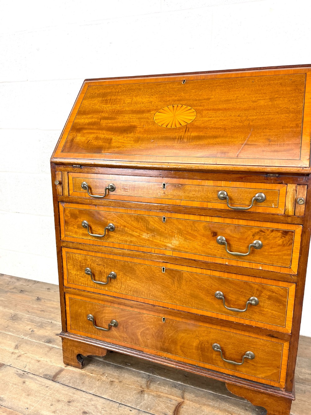 Antique Edwardian Inlaid Bureau View VI
