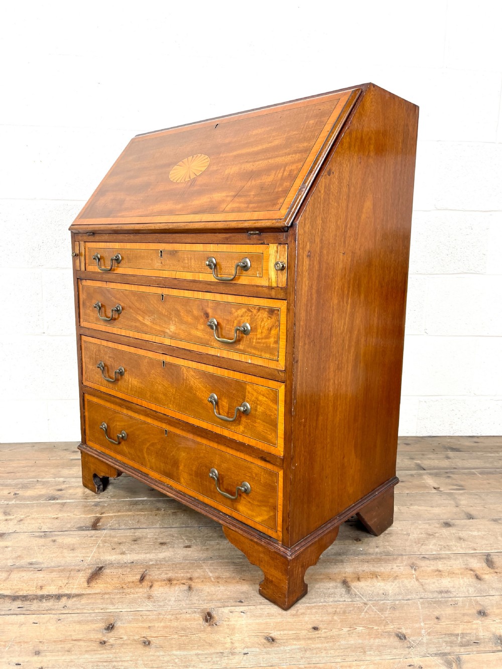 Antique Edwardian Inlaid Bureau View IX