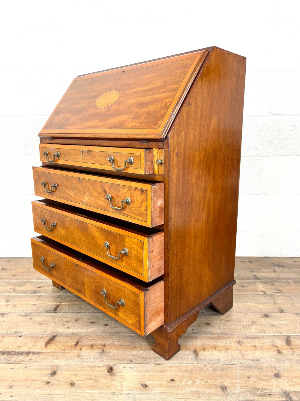 Antique Edwardian Inlaid Bureau View X