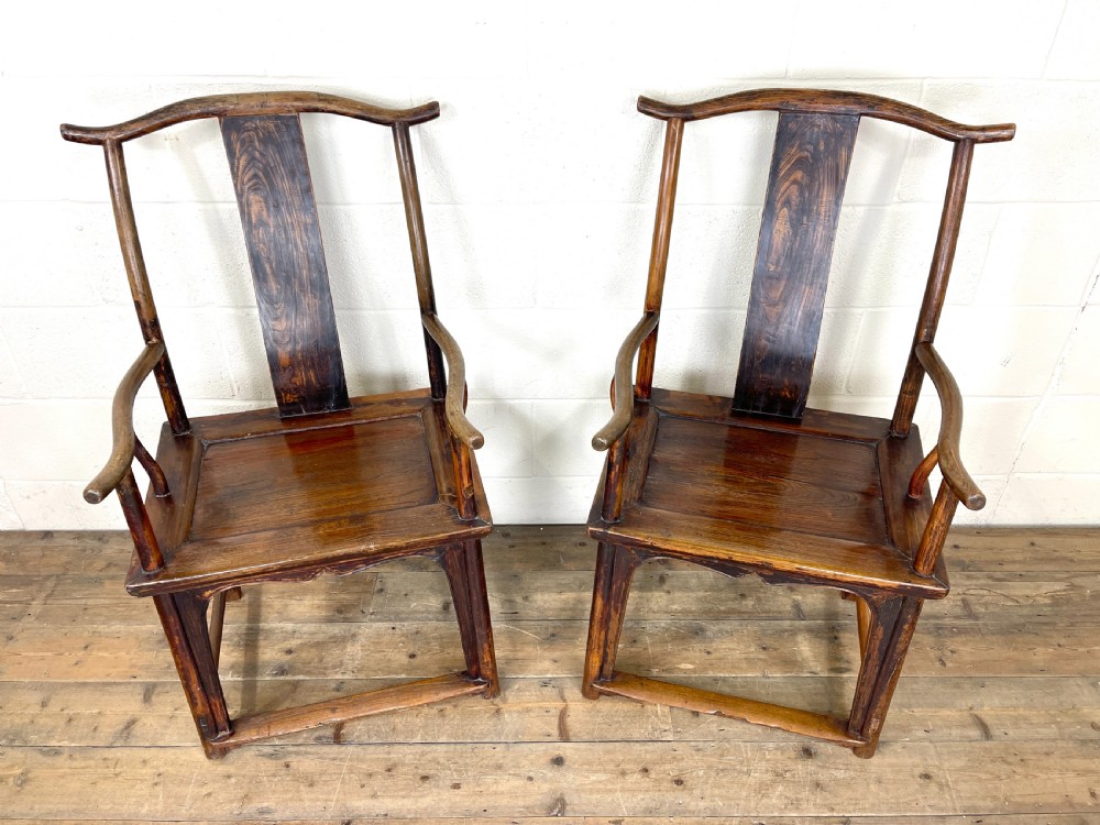 Pair of Antique Chinese Elm Chairs  View IV
