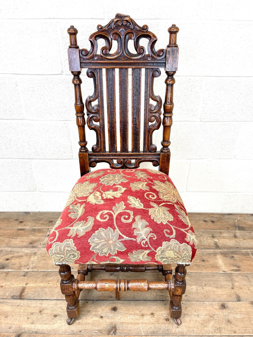 Set of Four Victorian Carved Oak Dining Chairs View IV