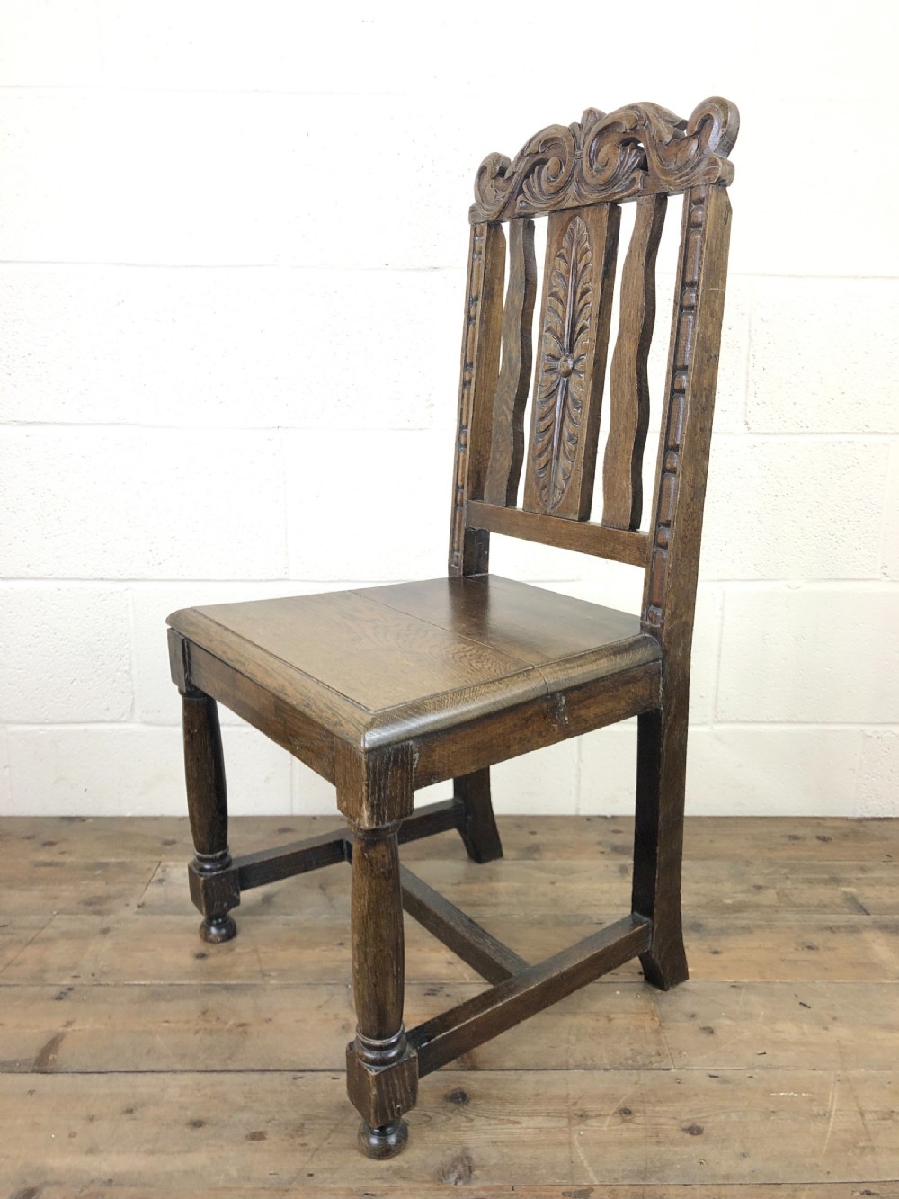 Antique Gothic Carved Oak Hall Chair View V