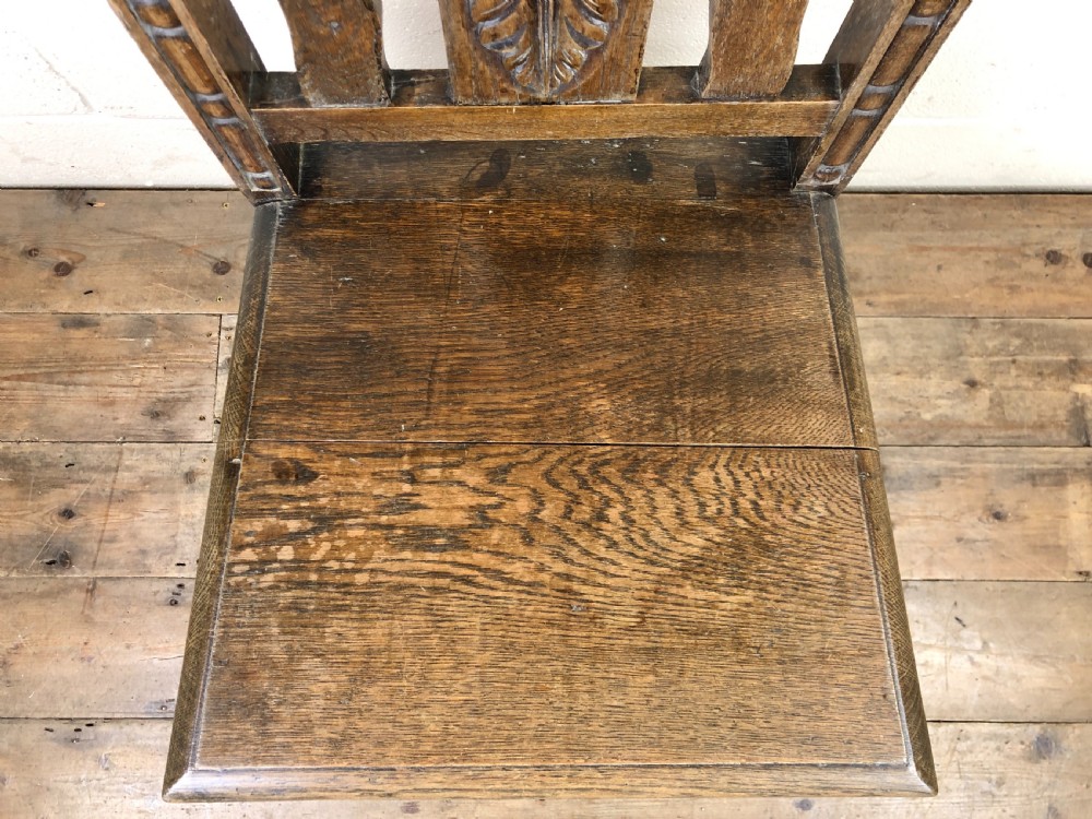 Antique Gothic Carved Oak Hall Chair View VII