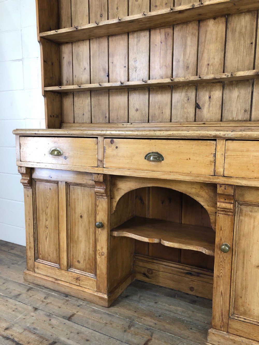 Large Victorian Antique Pine Country Dresser View V