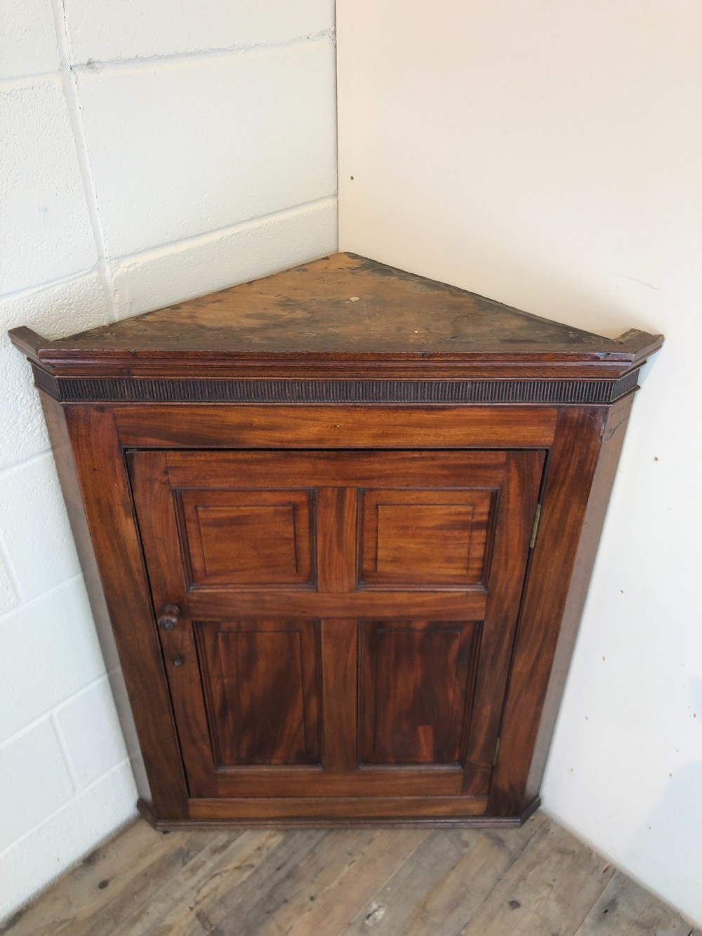 Antique Mahogany Wall Hanging Corner Cupboard View VIII