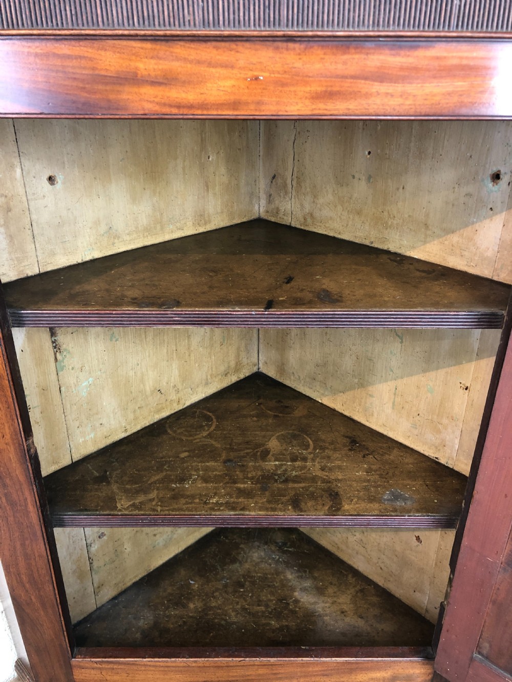 Antique Mahogany Wall Hanging Corner Cupboard View IX