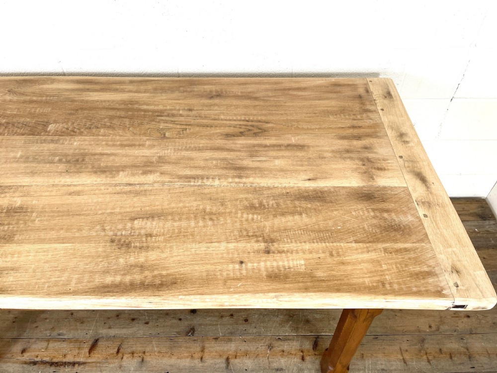 Early 20th Century Antique Oak Scrub Top Farmhouse Table View IX