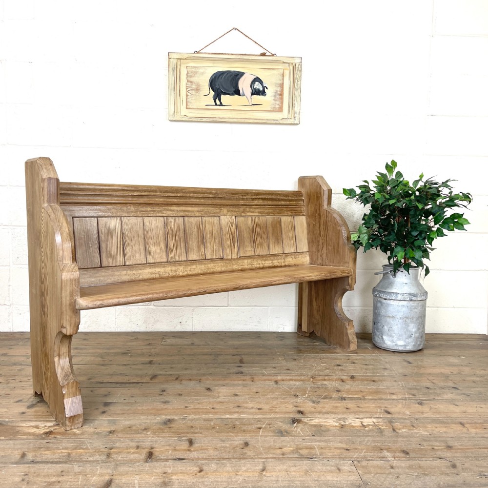 Antique Pitch Pine Church Pew View II