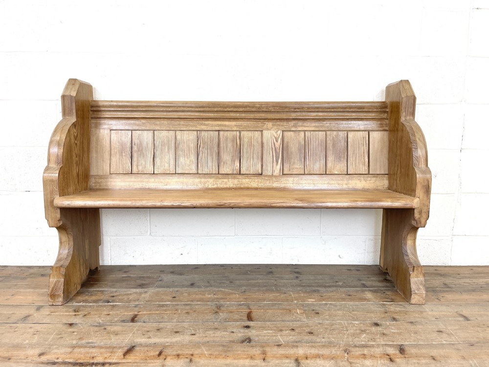 Antique Pitch Pine Church Pew View III