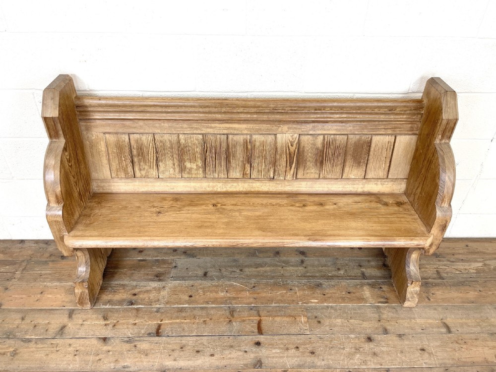 Antique Pitch Pine Church Pew View IV