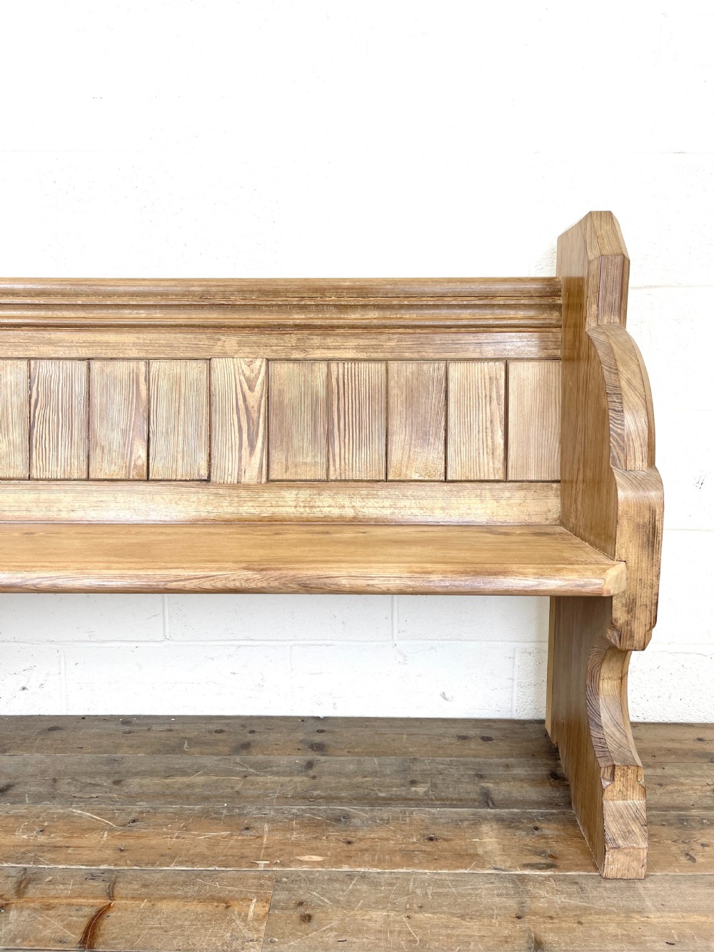 Antique Pitch Pine Church Pew View V