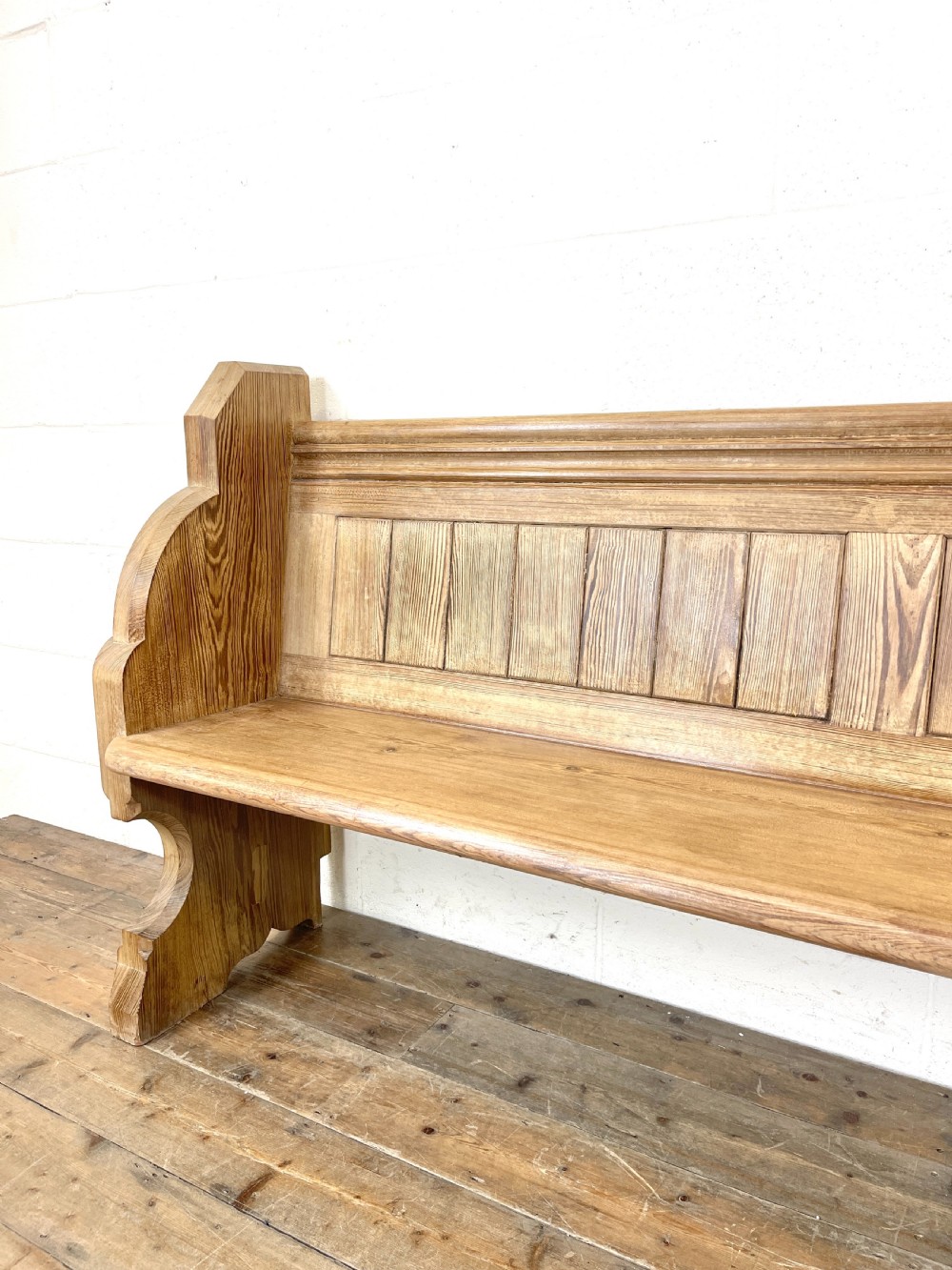 Antique Pitch Pine Church Pew View VI
