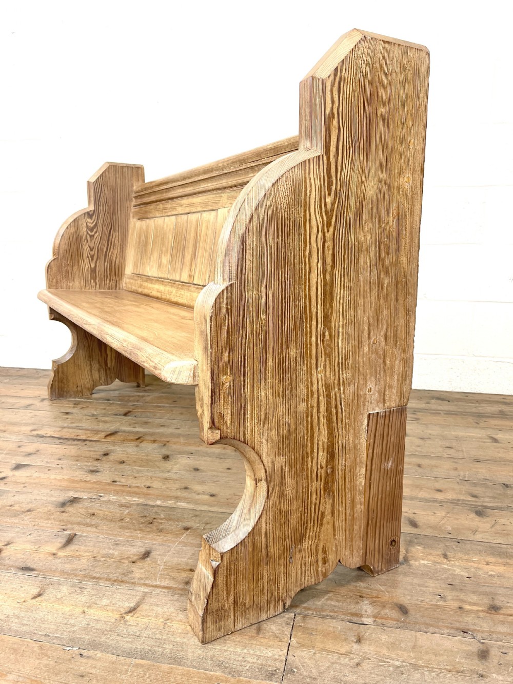 Antique Pitch Pine Church Pew View VIII