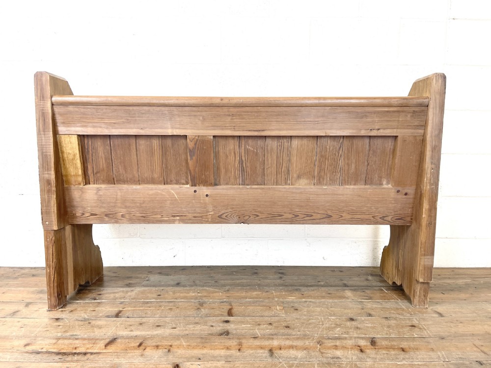 Antique Pitch Pine Church Pew View X