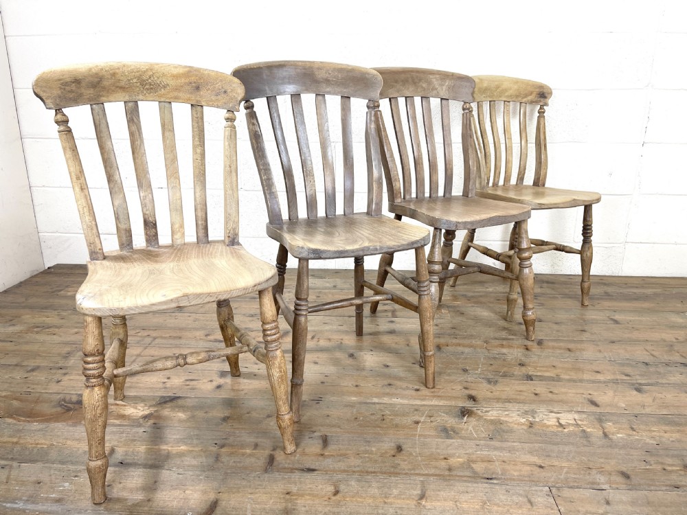 Four Similar Antique Kitchen Chairs View IX