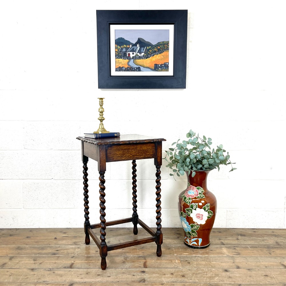 Antique Oak Barley Twist Side Table View II