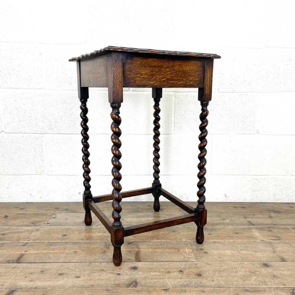 Antique Oak Barley Twist Side Table