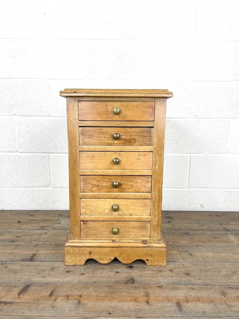 Pair of Antique Pine Bedside Chests with Marble Tops View IV