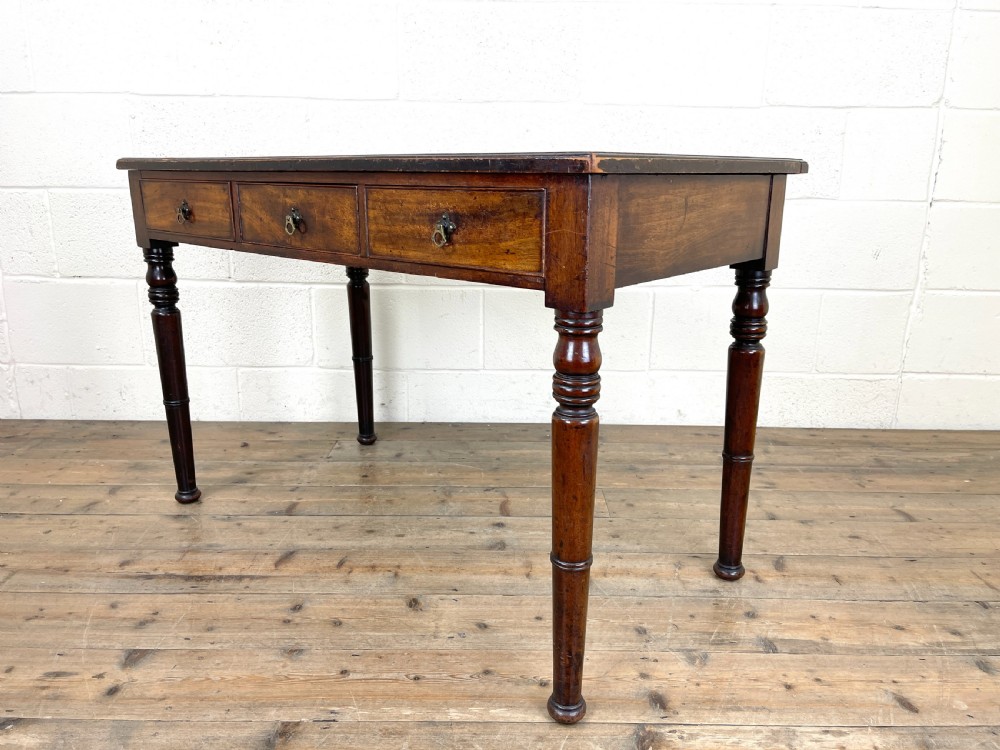 Antique Mahogany Desk with Leather Top View IV