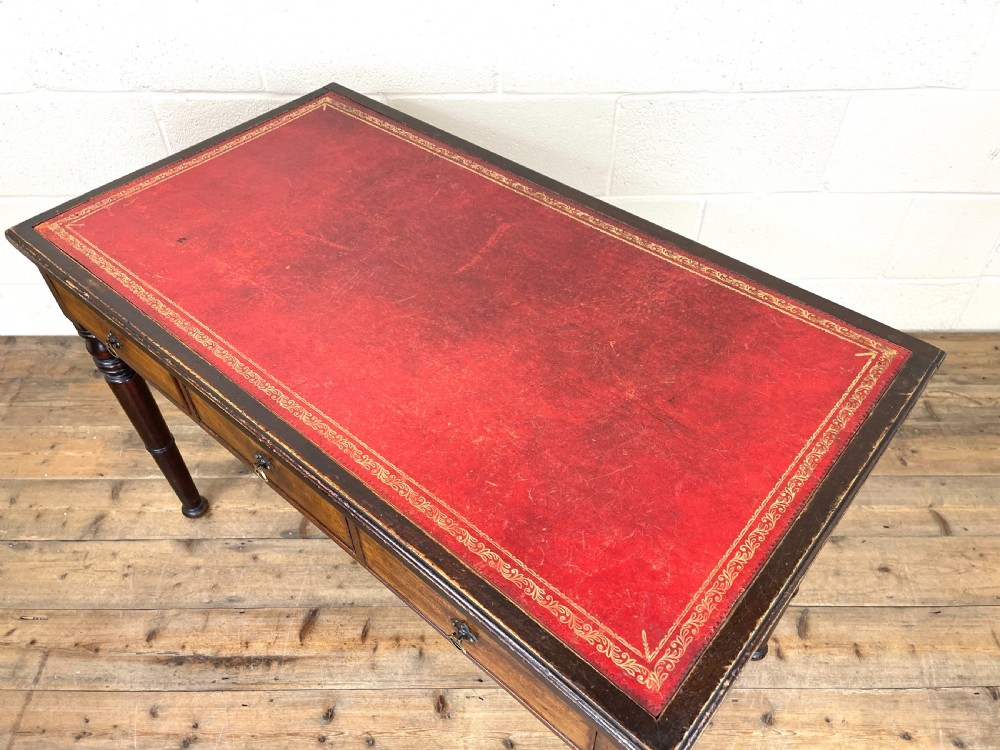 Antique Mahogany Desk with Leather Top View V