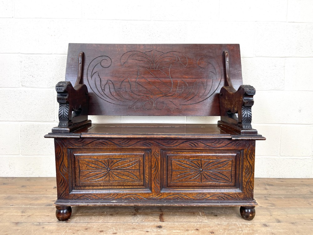 Antique Oak Monk’s Bench View II
