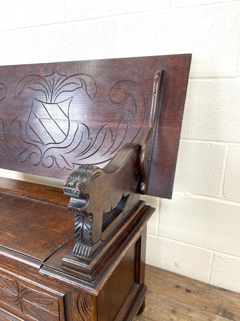 Antique Oak Monk’s Bench View IV