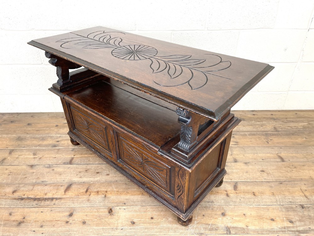 Antique Oak Monk’s Bench View VII