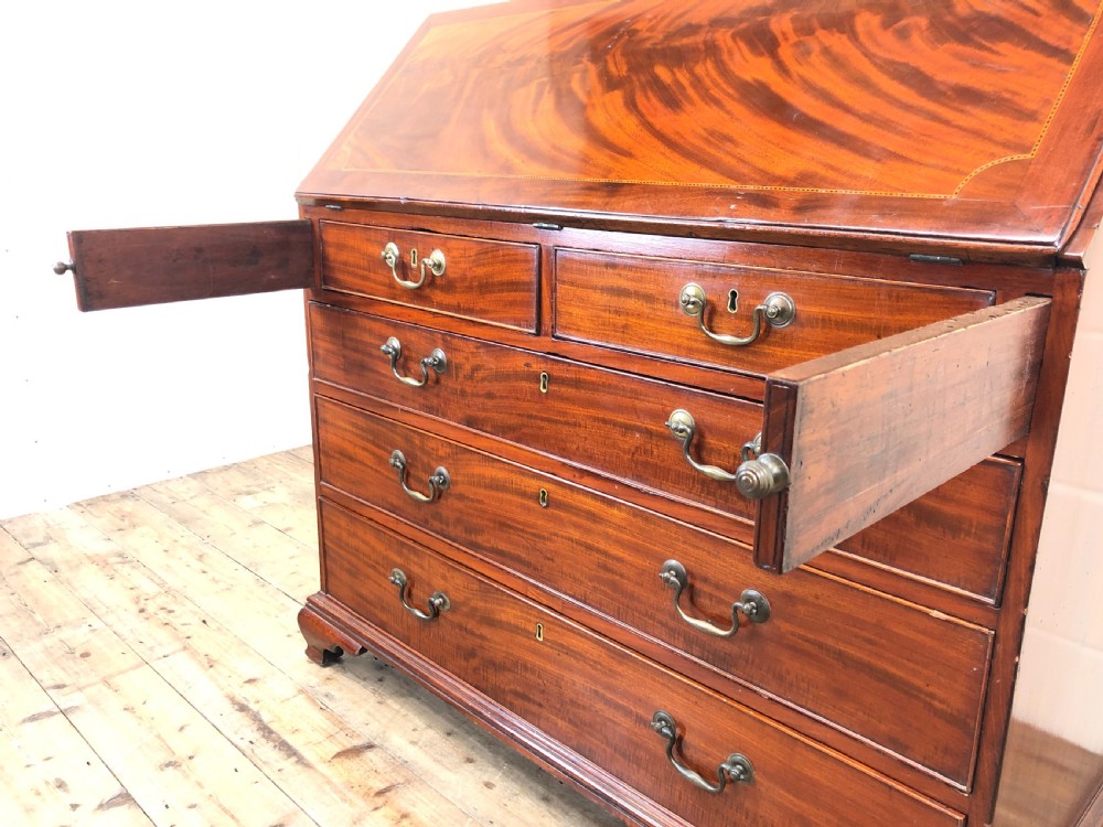 Antique Georgian Mahogany Fall Front Bureau View IV