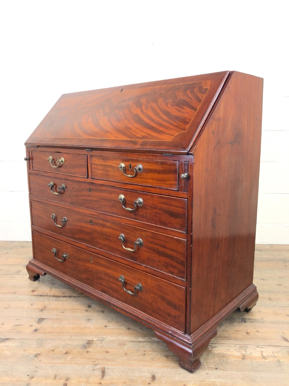 Antique Georgian Mahogany Fall Front Bureau View VIII