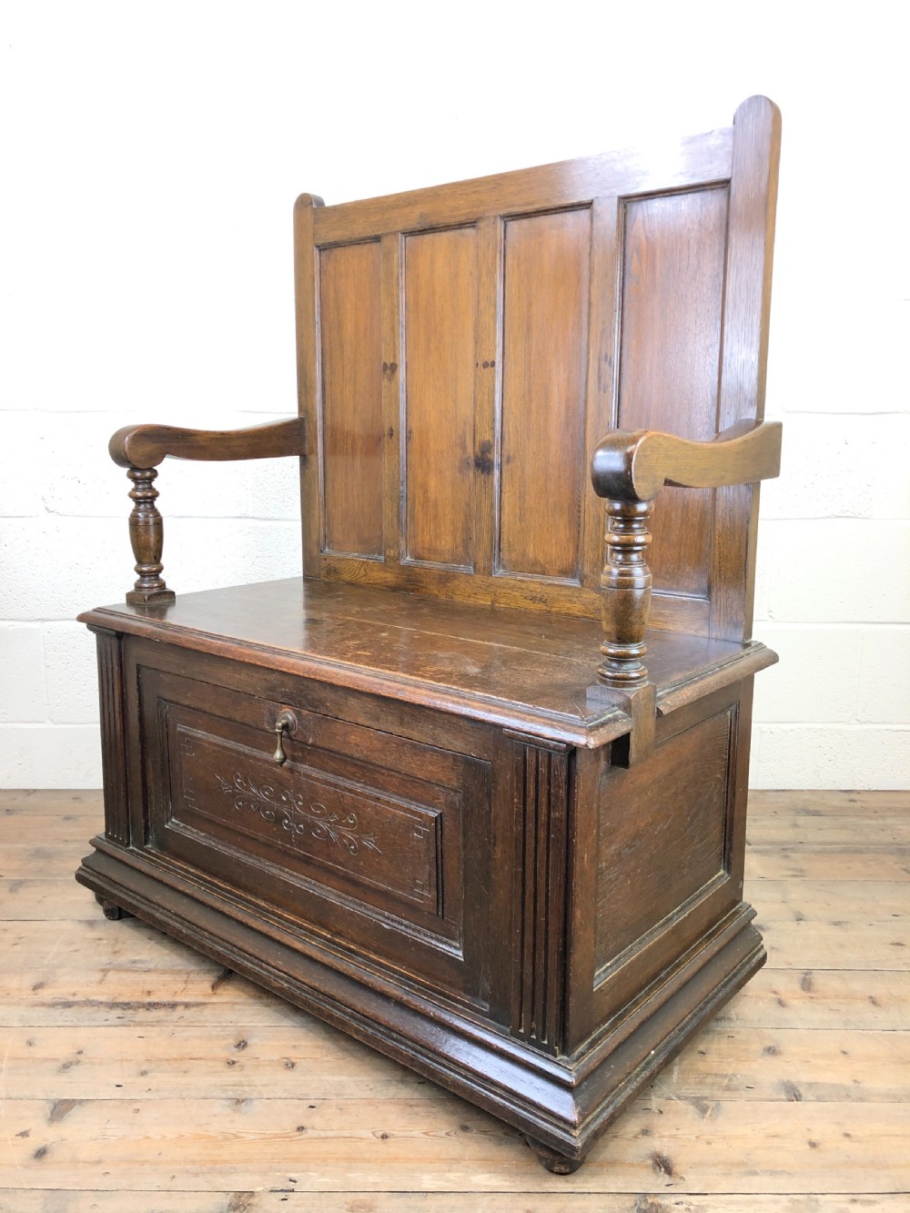 Early 20th Century Antique Oak Settle Bench View VII