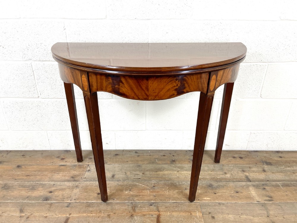 Antique Mahogany D Shaped Fold Over Table View II