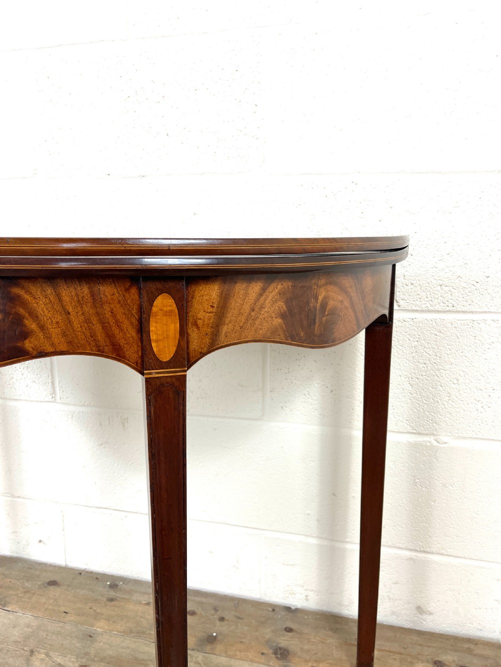 Antique Mahogany D Shaped Fold Over Table View IV