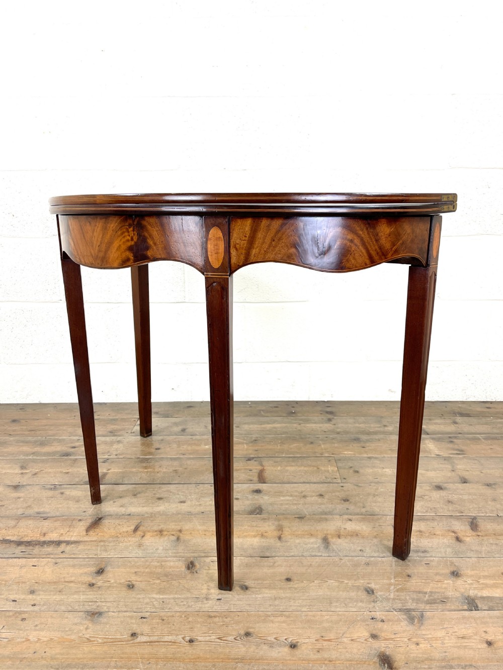 Antique Mahogany D Shaped Fold Over Table View VI