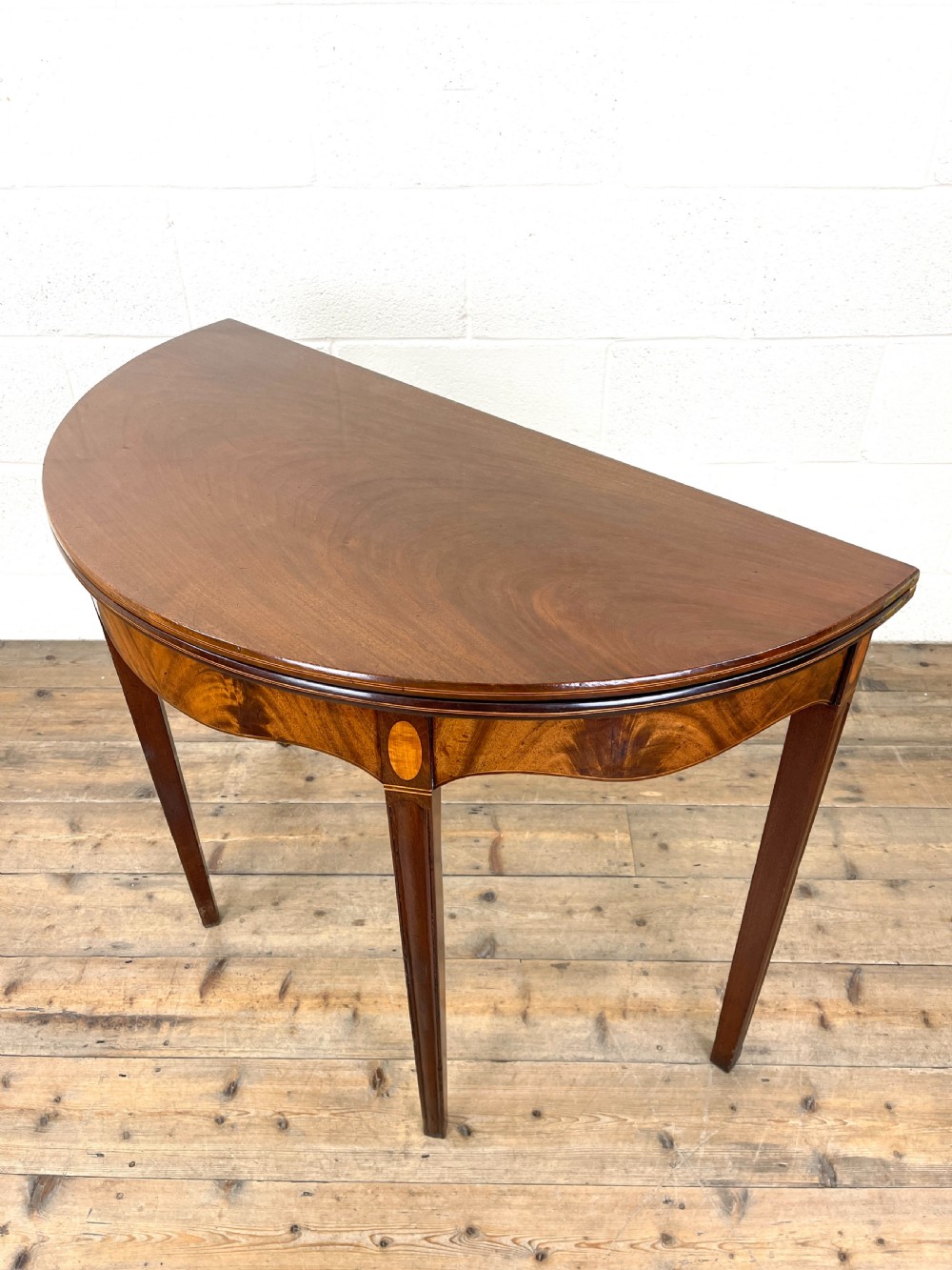 Antique Mahogany D Shaped Fold Over Table View VII