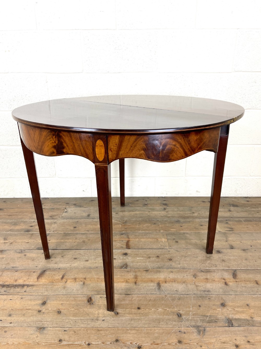 Antique Mahogany D Shaped Fold Over Table View VIII
