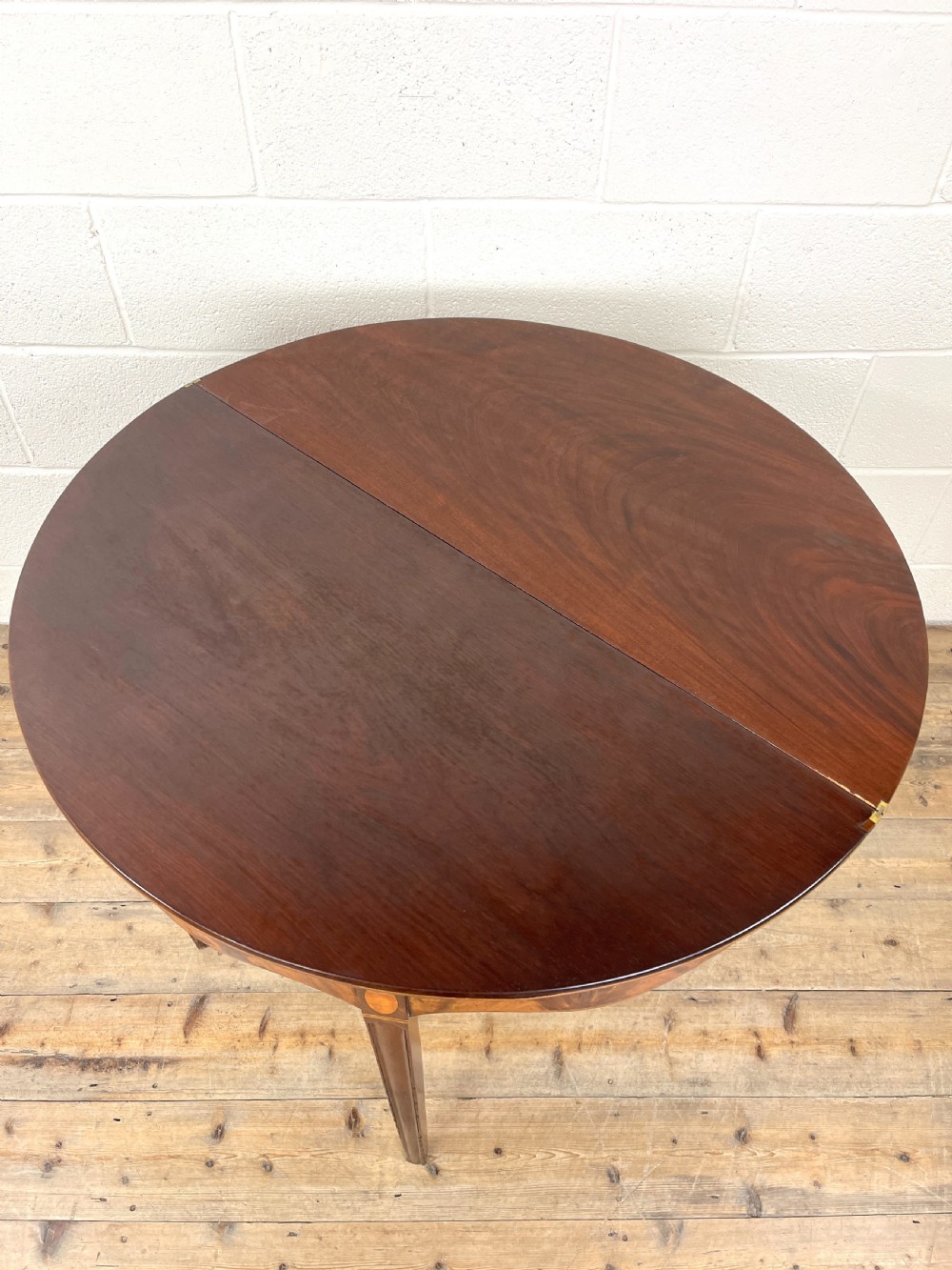 Antique Mahogany D Shaped Fold Over Table View IX