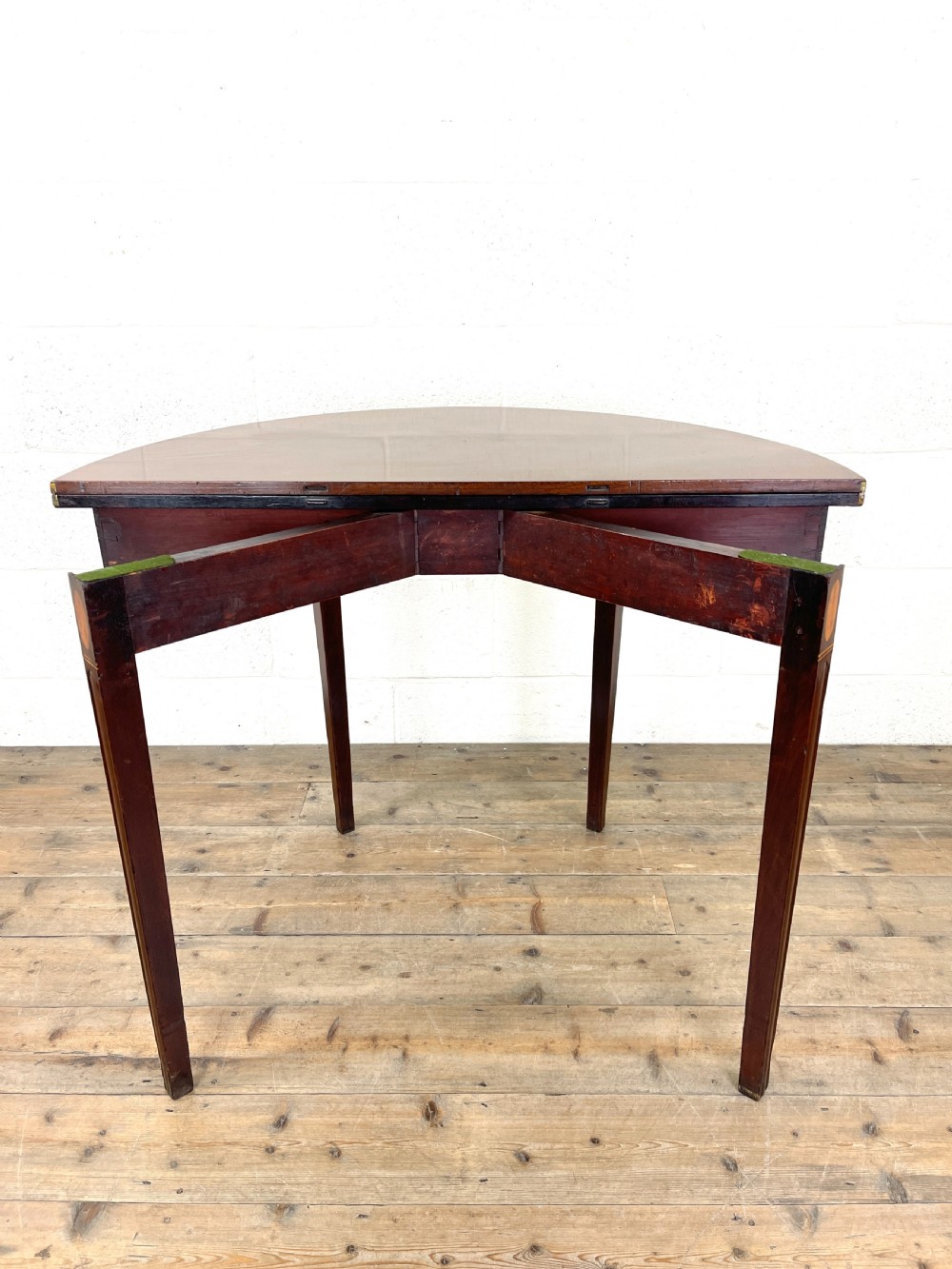 Antique Mahogany D Shaped Fold Over Table View XI