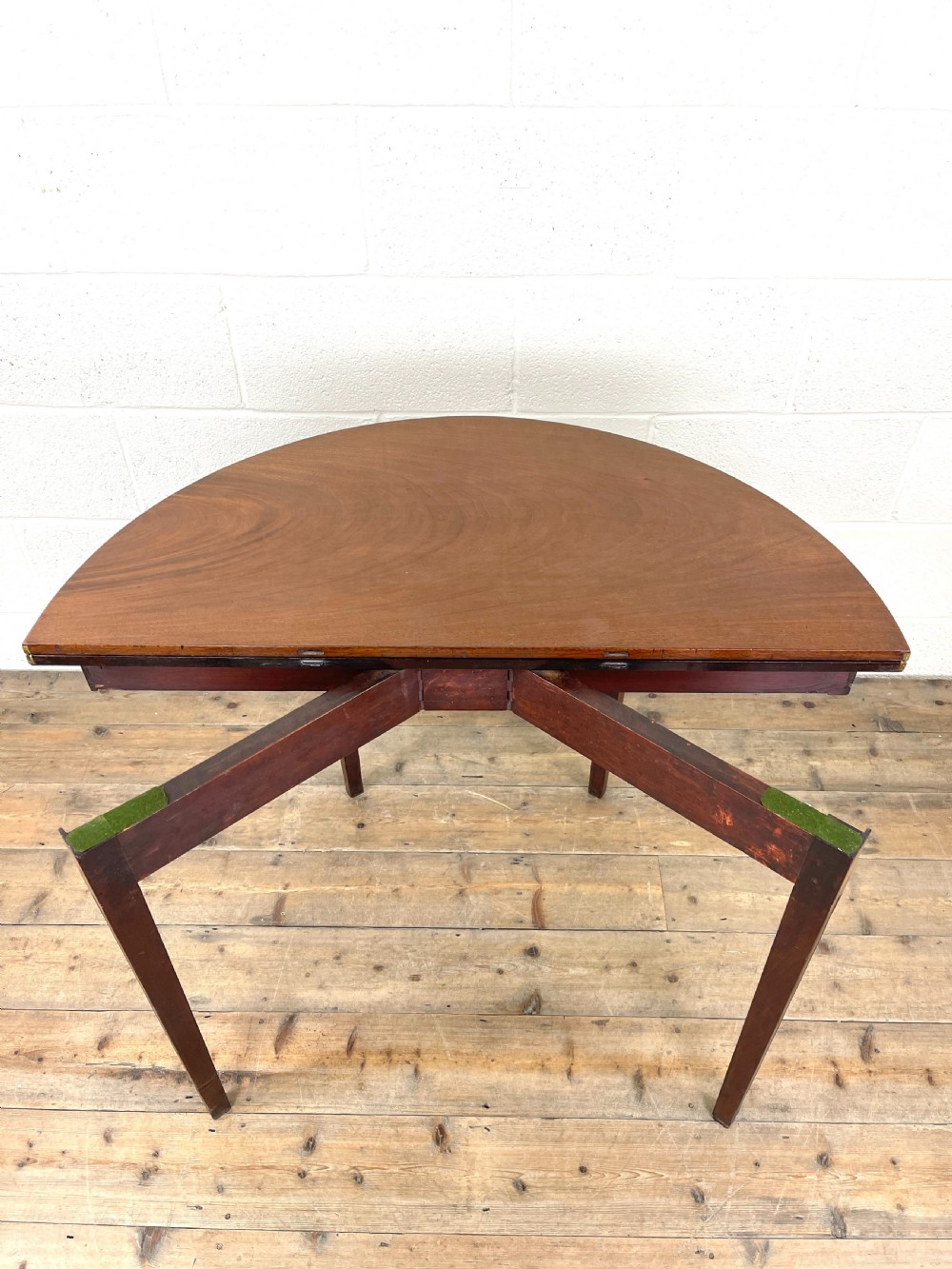 Antique Mahogany D Shaped Fold Over Table View XII