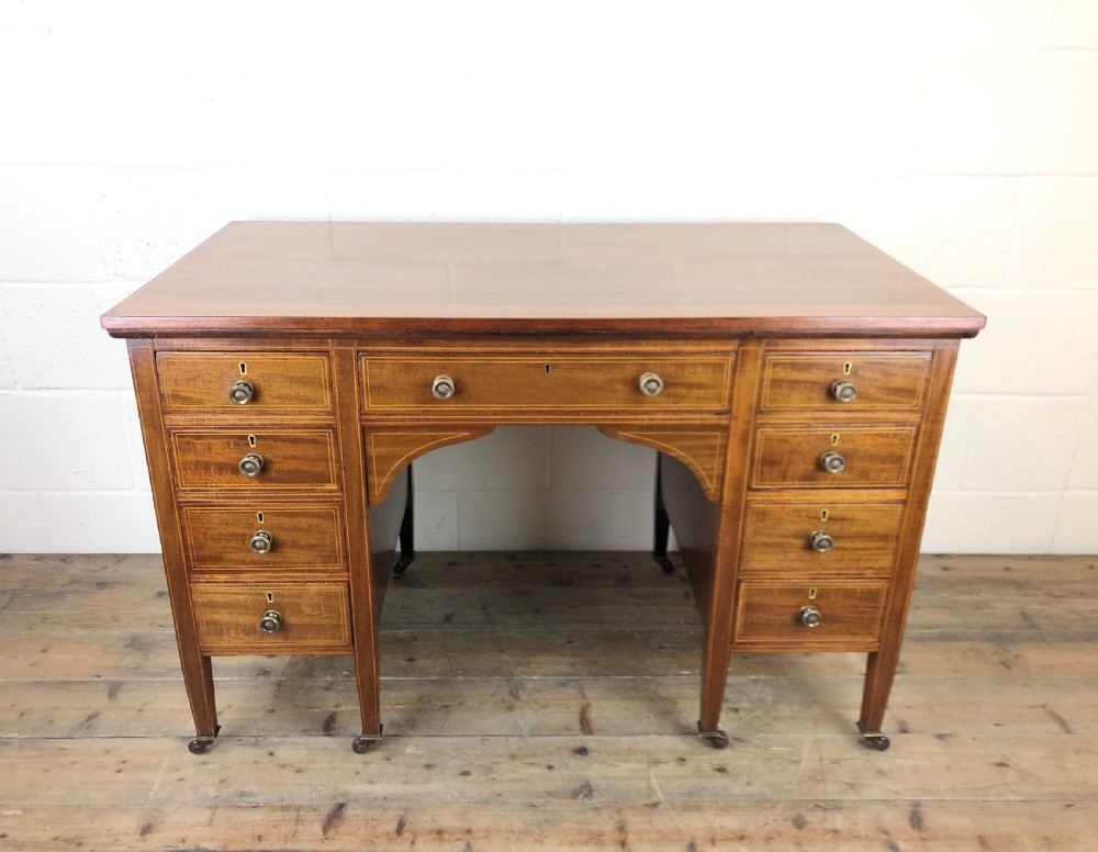 Antique Edwardian Mahogany Kneehole Writing Desk View II