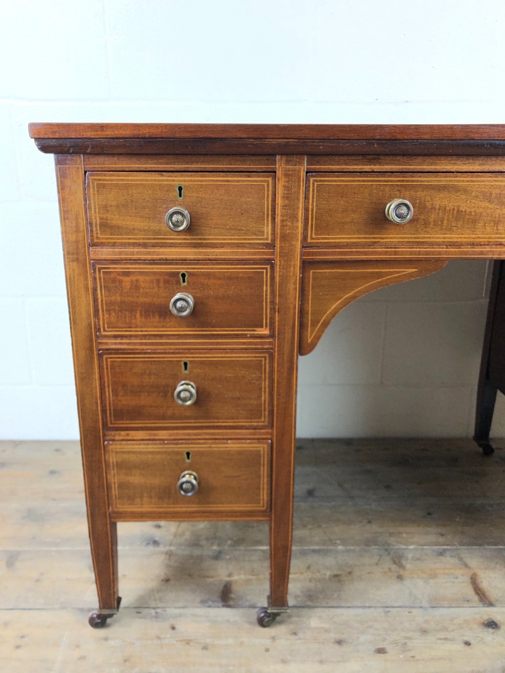 Antique Edwardian Mahogany Kneehole Writing Desk View IV