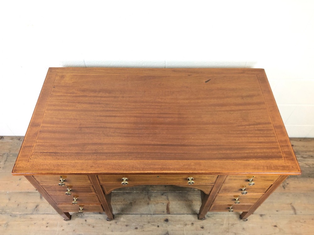 Antique Edwardian Mahogany Kneehole Writing Desk View VI