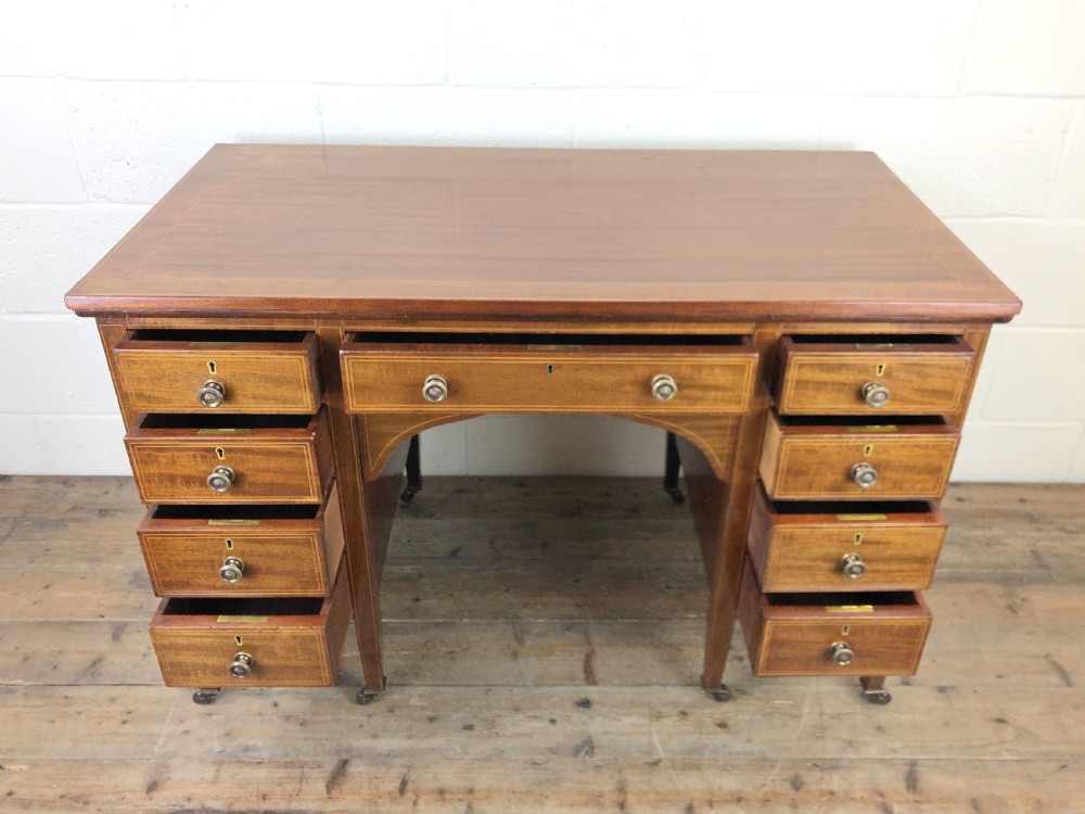 Antique Edwardian Mahogany Kneehole Writing Desk View VIII