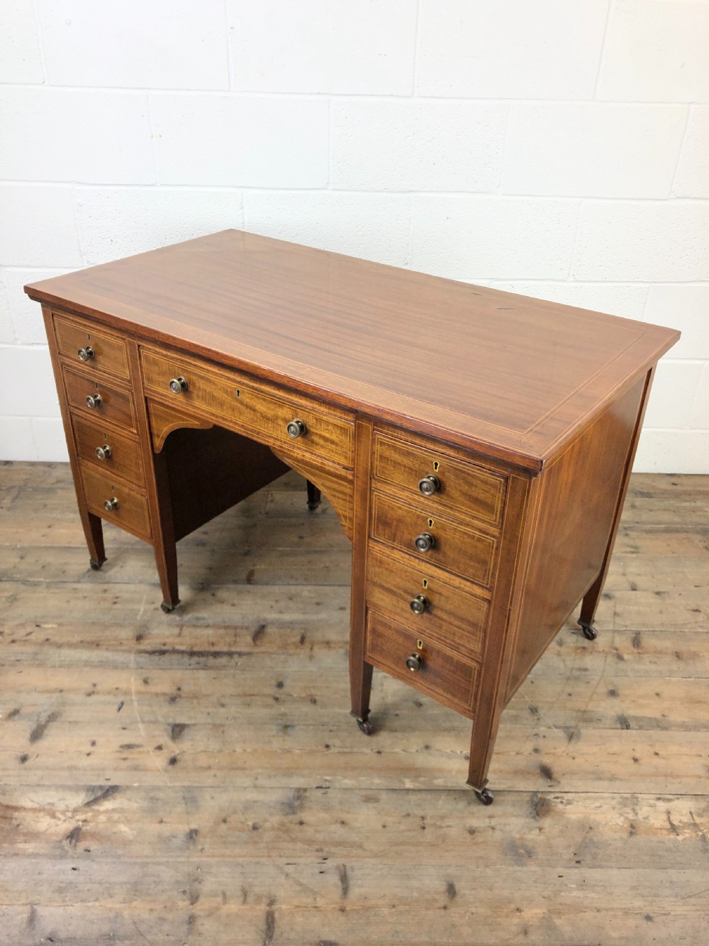 Antique Edwardian Mahogany Kneehole Writing Desk View X