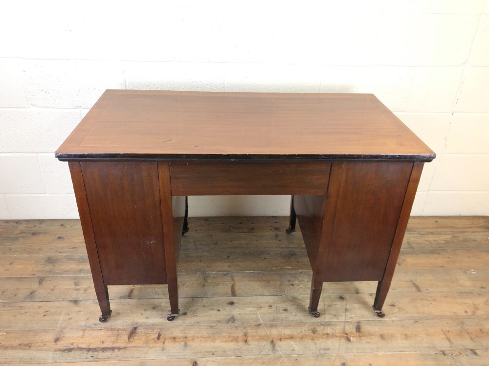 Antique Edwardian Mahogany Kneehole Writing Desk View XII