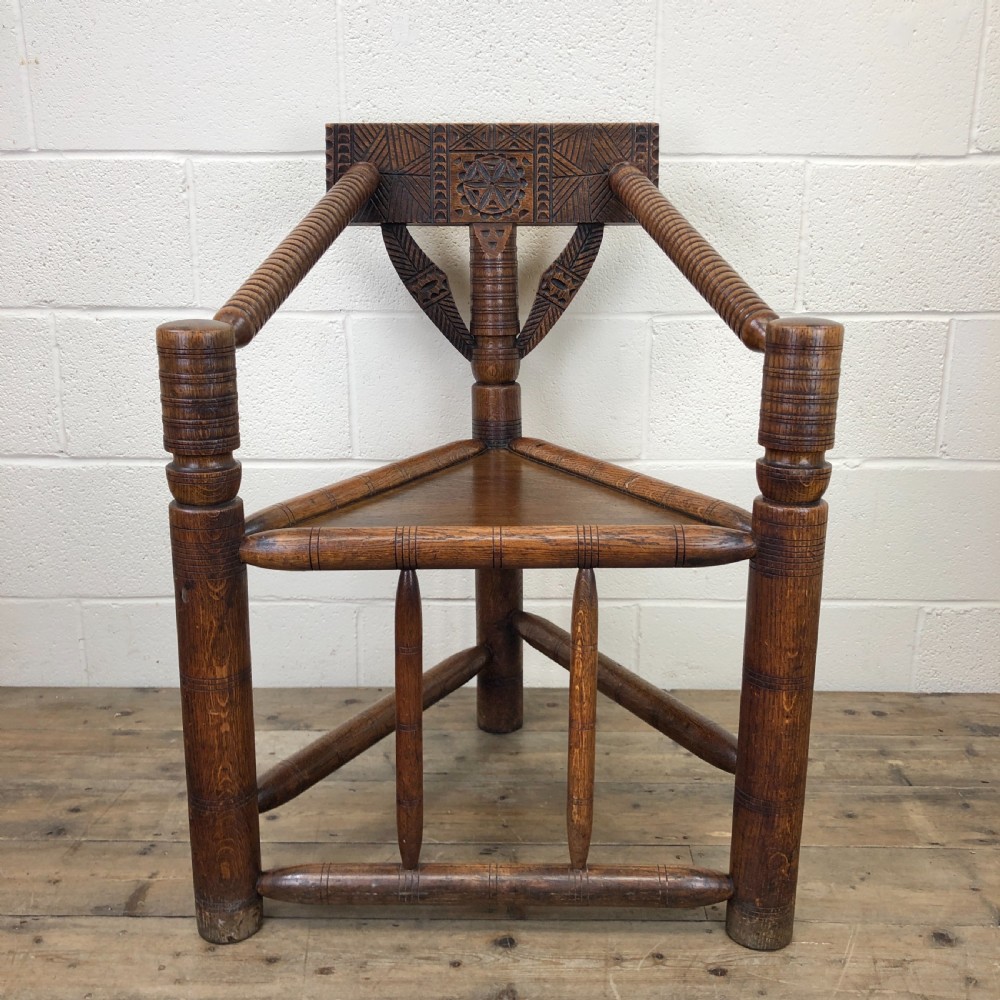 Antique Victorian Carved Oak Corner Chair