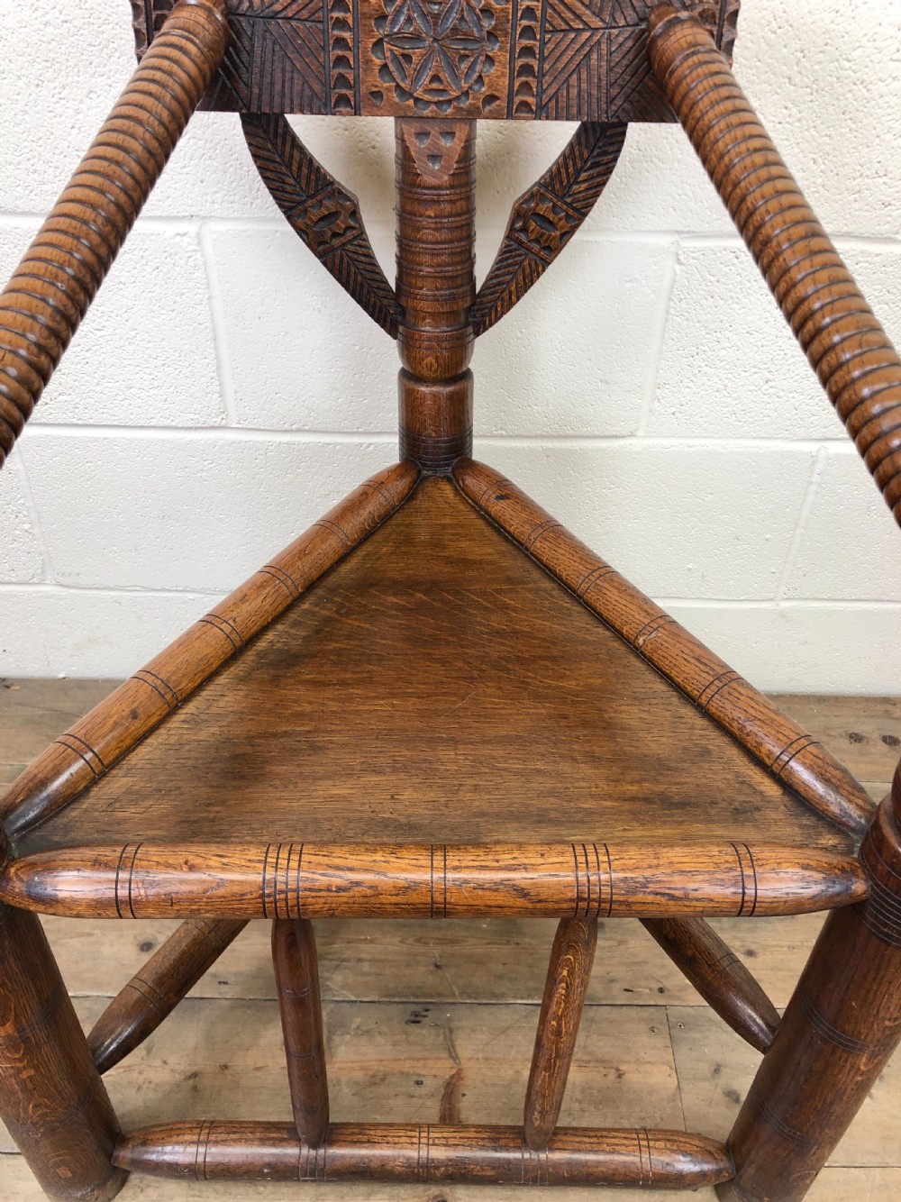 Antique Victorian Carved Oak Corner Chair View IV