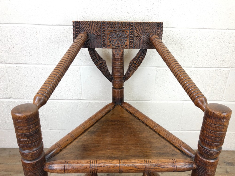 Antique Victorian Carved Oak Corner Chair View V