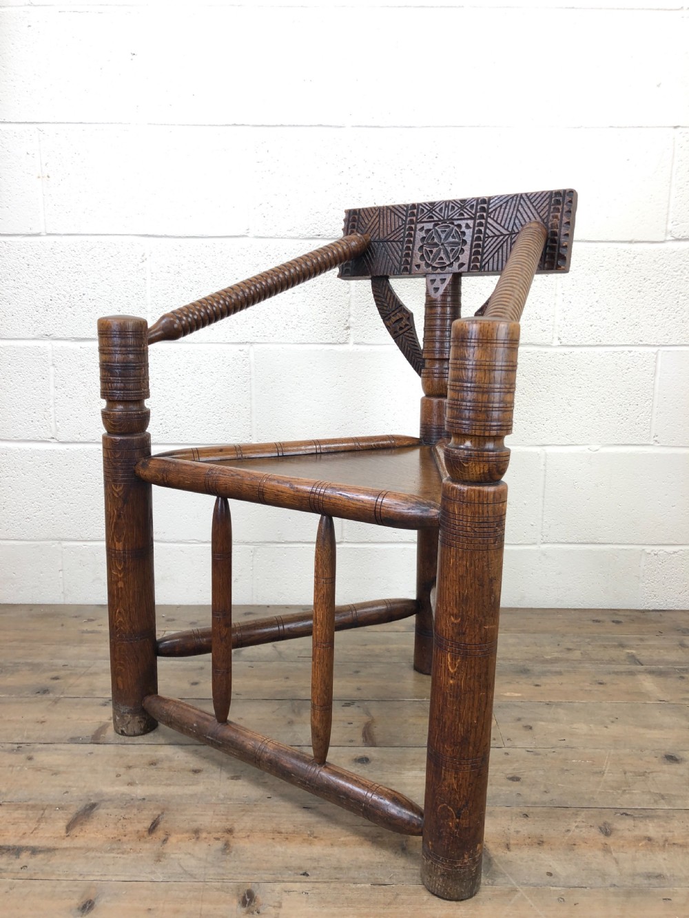 Antique Victorian Carved Oak Corner Chair View VI